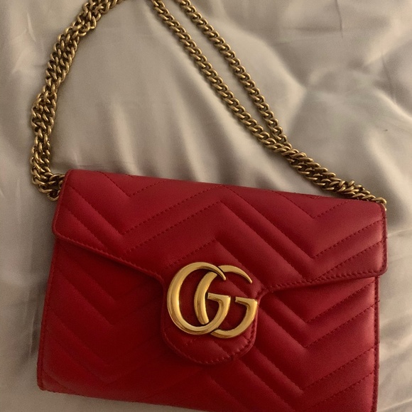 Gucci Handbags - Gucci GG Marmont Quilted Leather Wallet on Chain